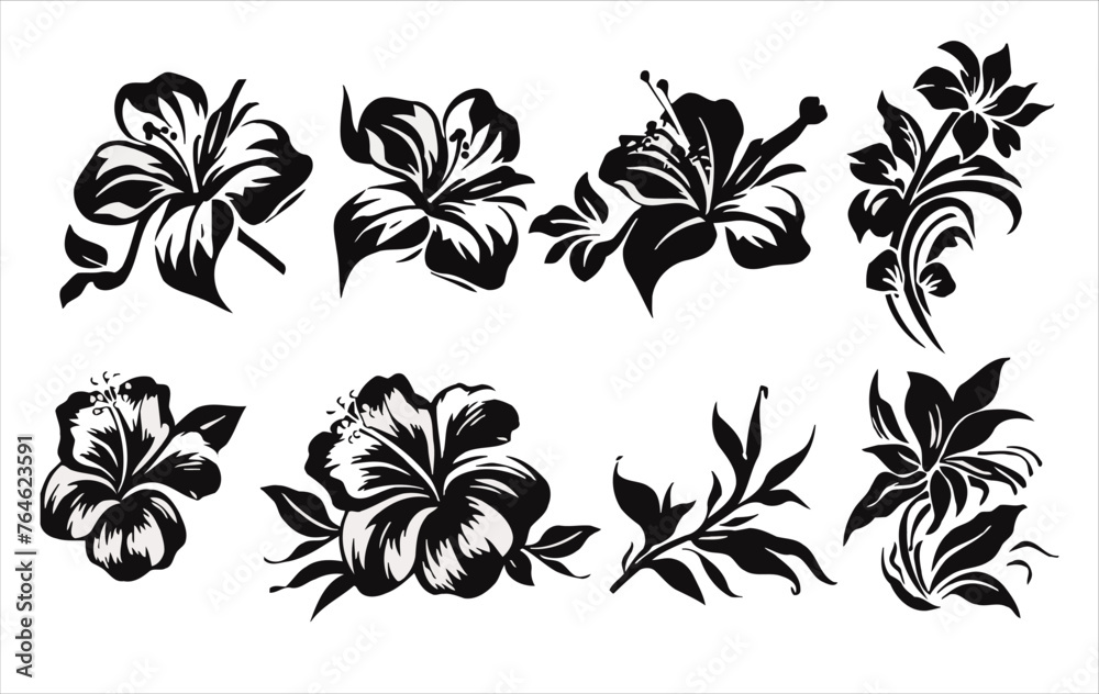 Obraz premium Vector set of flowers on a white background