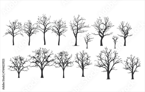 Fototapeta Naklejka Na Ścianę i Meble -  Vector set of trees on a white background