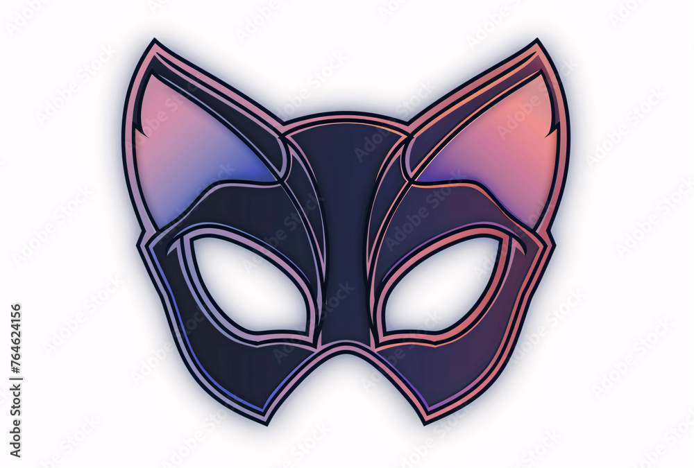 A cyberpunk neon pastel goth cat mask logo a art style
