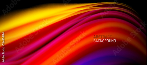 Rainbow color wave lines on black. Techno or business abstract background for posters  covers  banners  brochures  websites