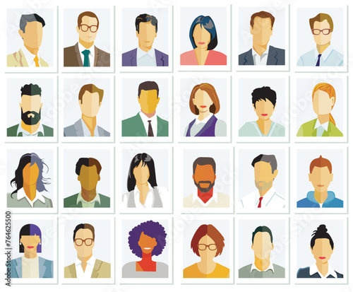 Gruppe von Personen Portrait, Gesichter isoliert auf weißem Hintergrund. illustration