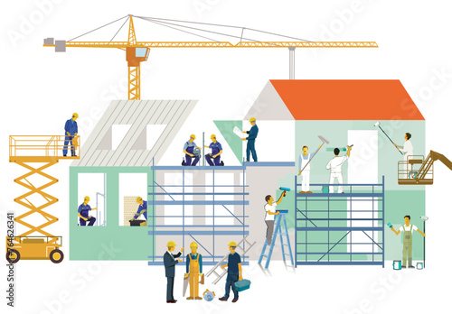 Handwerker auf der Baustelle,  illustration photo