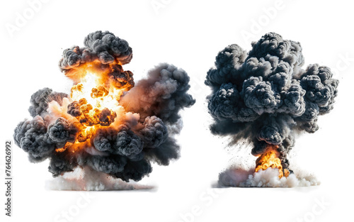 set of explosions on isolated background