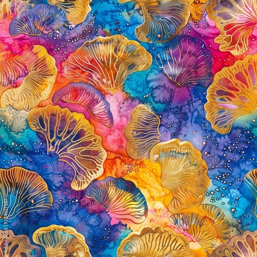 Sea treasures, rainbow whimsical pattern