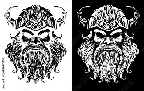 Viking Warrior Man Strong Mascot Face in Helmet © Christos Georghiou