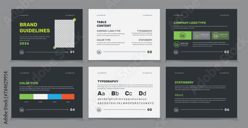 Brand Guidelines identity Template, Simple style and modern Brand Guidelines, Brand identity Template.