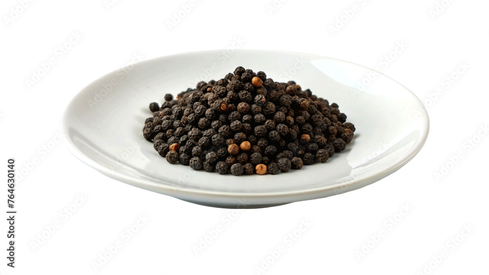 Peppercorn black on plate isolated on Transparent background. Peppercorn black on plate isolated on Transparent background.