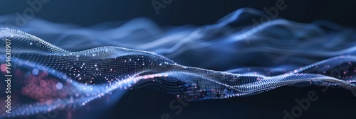 An image showing a vibrant blue abstract background with blurred lights, creating a mesmerizing visual effect, Abstract background with a multitude of tiny, scattered dots, AI Generated