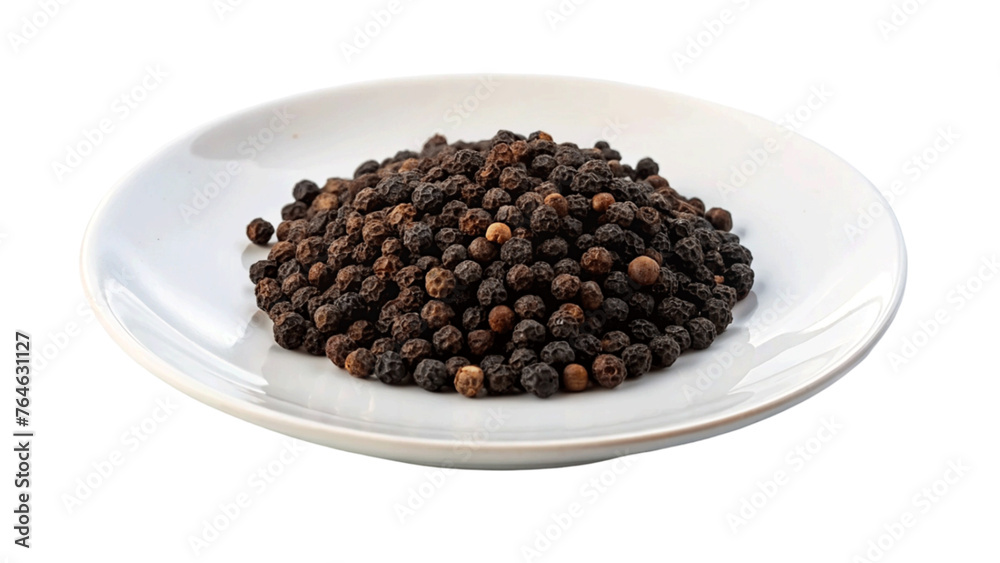 Peppercorn black on plate isolated on Transparent background. Peppercorn black on plate isolated on Transparent background.