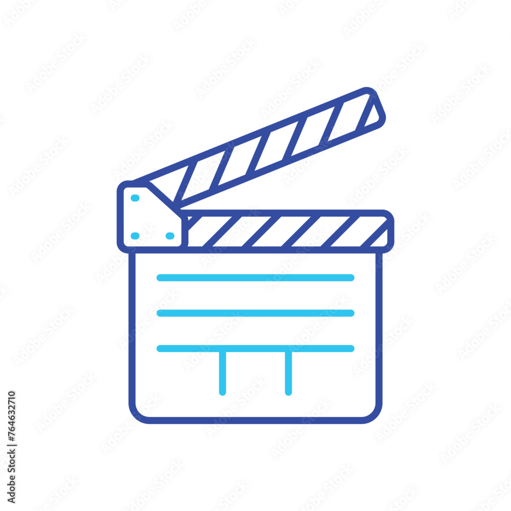 Blue Line Film Clapperboard vector icon