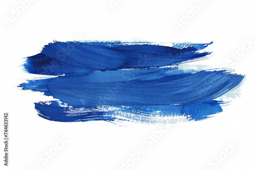 Abstract blue brush stroke on a white background, ideal for creative design space, art concepts, or backgrounds with space for text photo