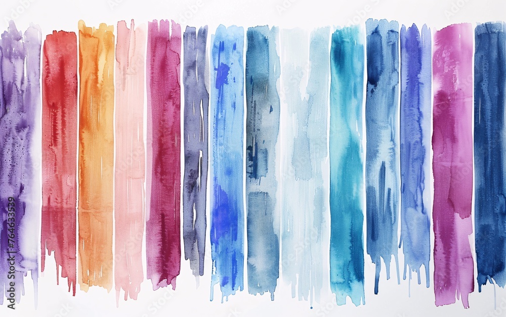 A series of watercolor stripes in various shades