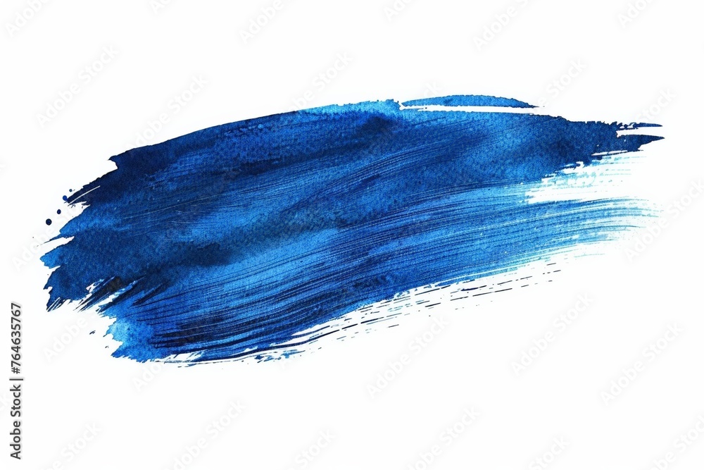 Dynamic blue brush stroke on white background with space for text, ideal for artistic or creative concepts