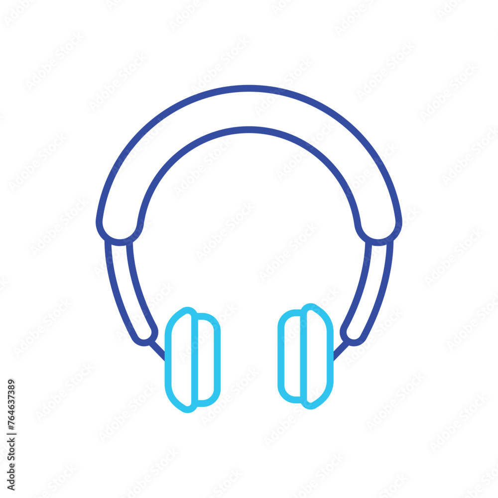 Blue Line Headphone vector icon Blue Line Headphone vector icon
