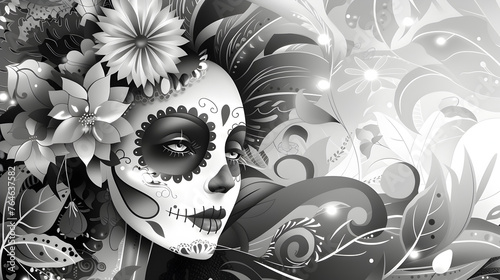 Mexican Day of the Dead with copy space. 