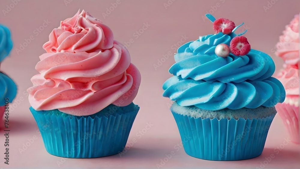 cupcake with pink icing, ai generated