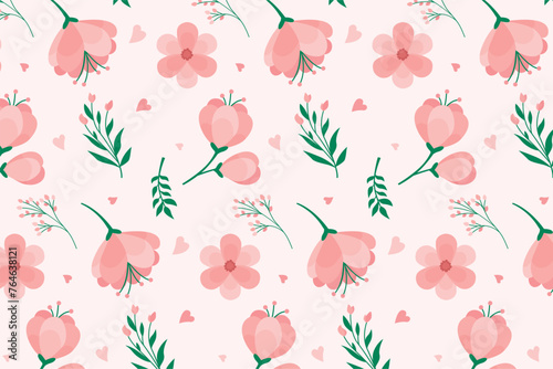 Wallpaper Mural Seamless Pattern Pink Flower Vector Illustration Torontodigital.ca