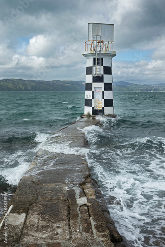 Point halswell lighthouse. Wellington New Zealand. Bay. Coast. Sea. © A