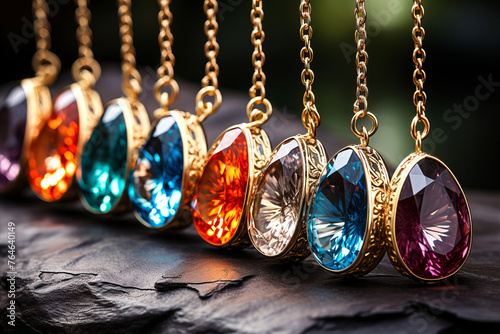 Luxurious Gemstone Necklaces: Colorful and precious stone jewelry.