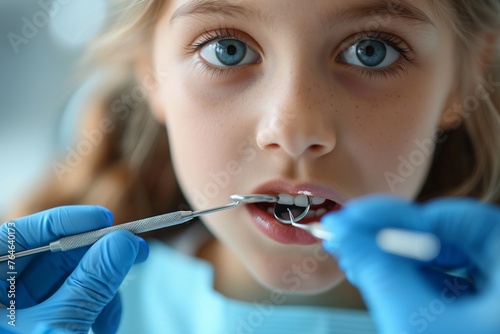 Child undergoing dental procedure with dentist, ensuring comfort and care for a healthy smile