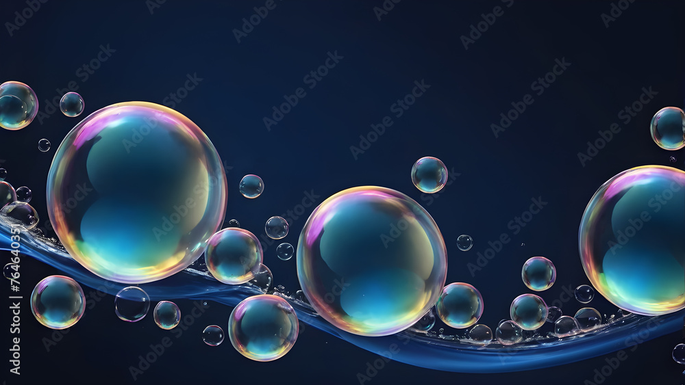 soap bubbles on a blue background