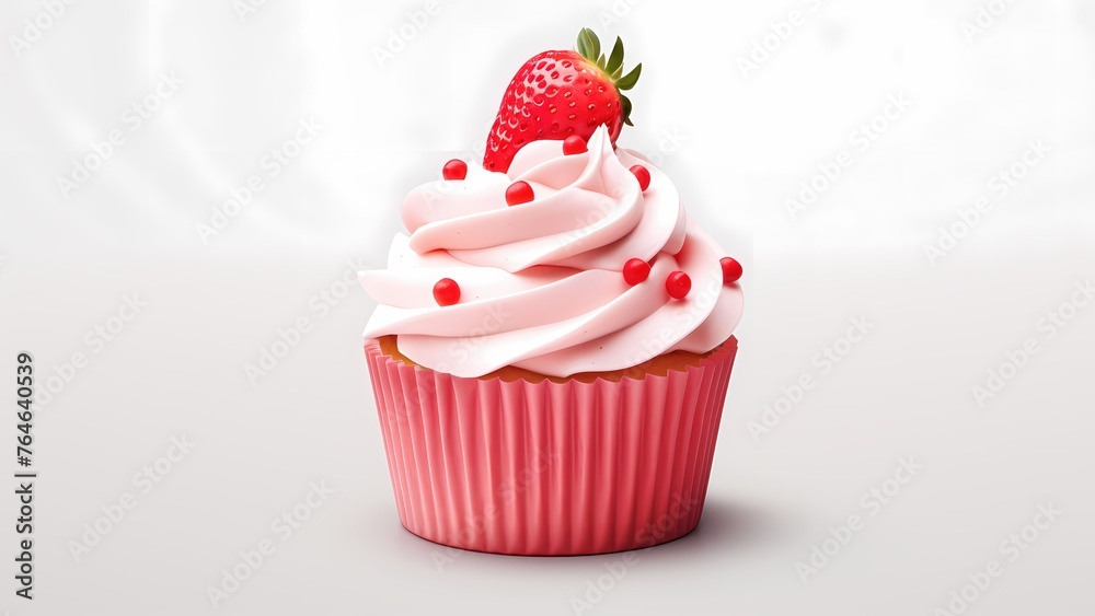 Creamy Strawberry Cupcake Closeup Creamy Strawberry Cupcake Closeup