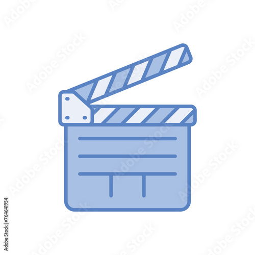 Blue Line Film Clapperboard vector icon