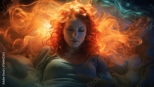 woman sleeping In the trance of dreams