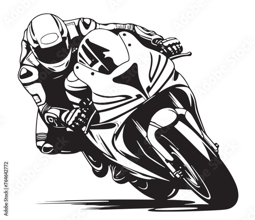 Hand Drawn Engraving Pen and Ink Motorcycle Vintage Vector Illustration