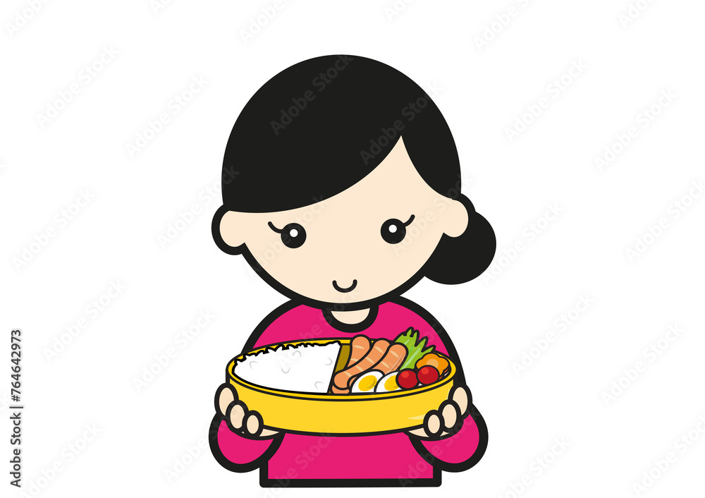 お弁当を持つお母さん お弁当を持つお母さん