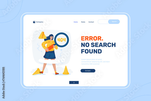 Error message no search found illustration on landing page design