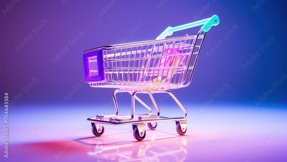 C4D Holographic Tech Style Shopping Cart