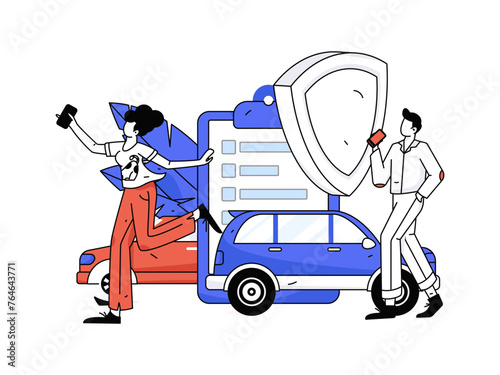 Buy insurance for car flat character vector concept operation illustration
