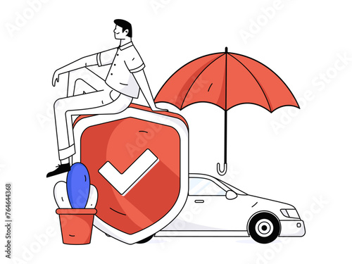 Buy insurance for car flat character vector concept operation illustration
