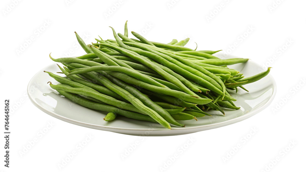 Cluster beans on plate isolated on Transparent background. Cluster beans on plate isolated on Transparent background.