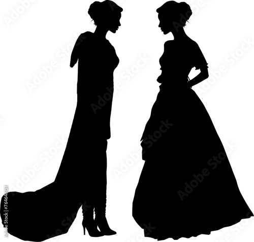 Vektor Silhouetten Körper zwei Frauen mit Kleidern - Historisch 