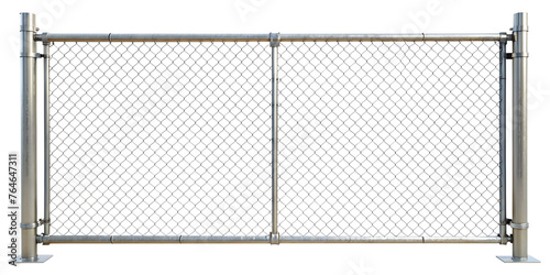police chain-link pipe fence barricade front view isolated on white background. png