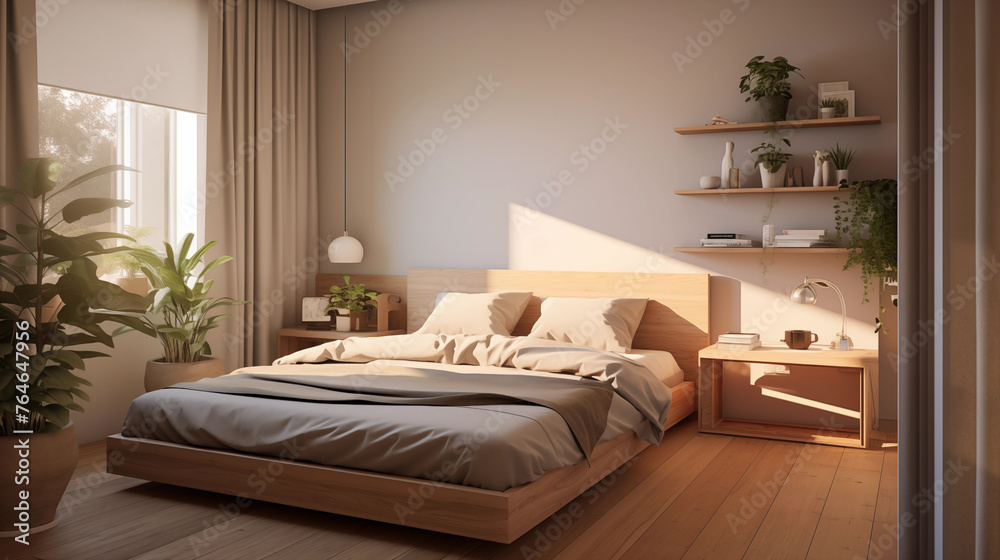 small bedroom in Japandi Style