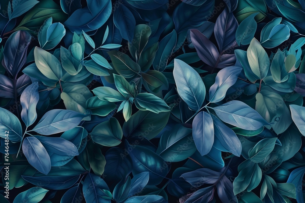 Plant leaves background, floral pattern for wallpaper, modern color schema --ar 3:2 --tile Job ID: abc538cd-c4d8-4f88-96a4-22d9c85dd8a1 - obrazy, fototapety, plakaty 