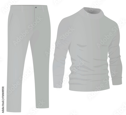 Long sleeve t shirt and chino pants. vector