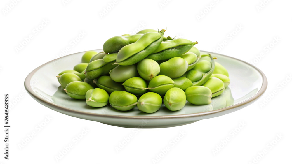 Fava beans on plate isolated on Transparent background. Fava beans on plate isolated on Transparent background.
