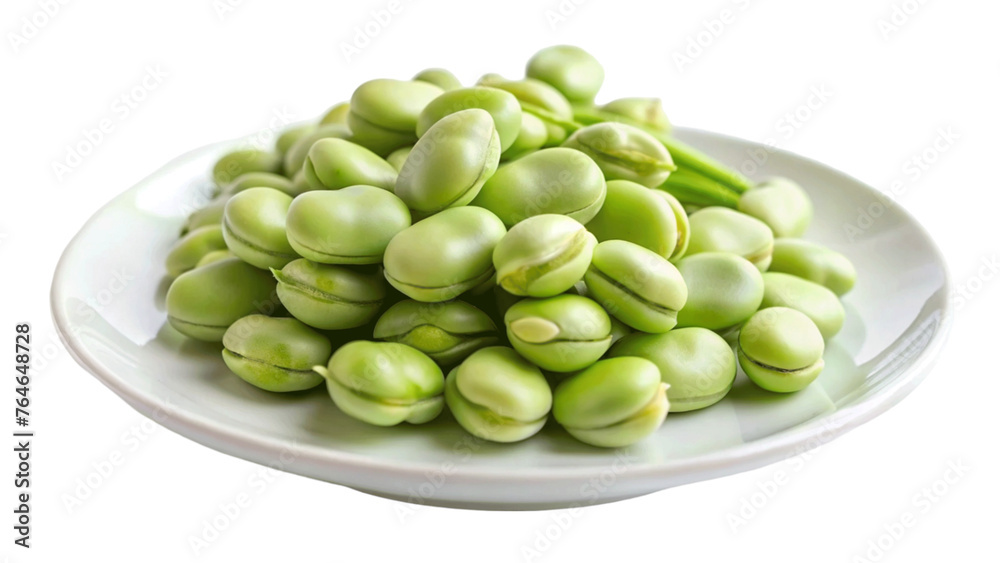 Fava beans on plate isolated on Transparent background. Fava beans on plate isolated on Transparent background.