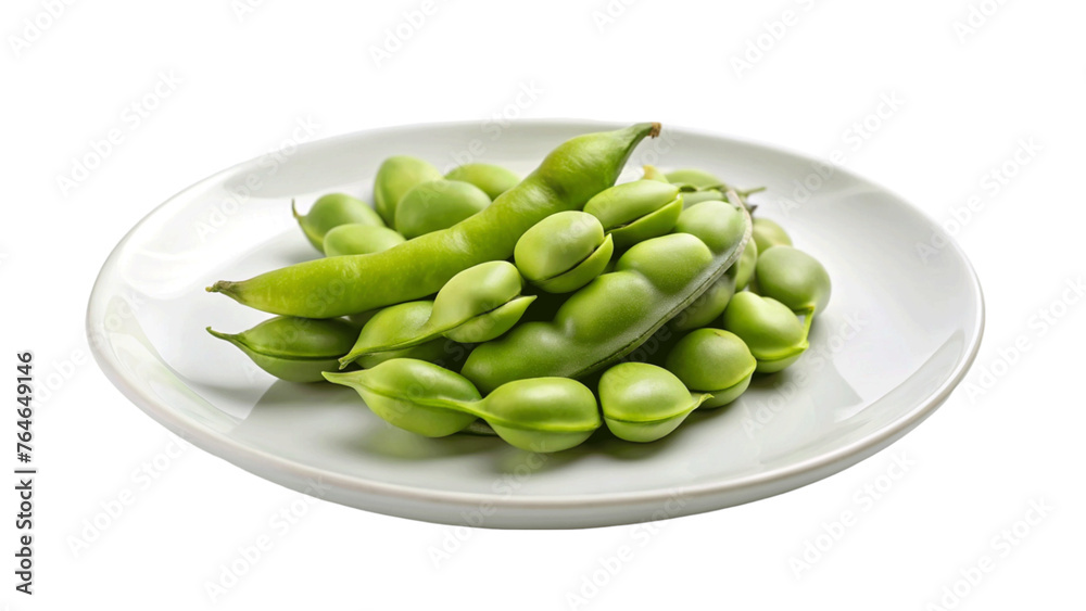 Fava beans on plate isolated on Transparent background. Fava beans on plate isolated on Transparent background.
