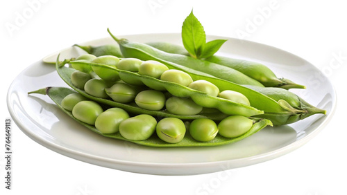 Fava beans on plate isolated on Transparent background.