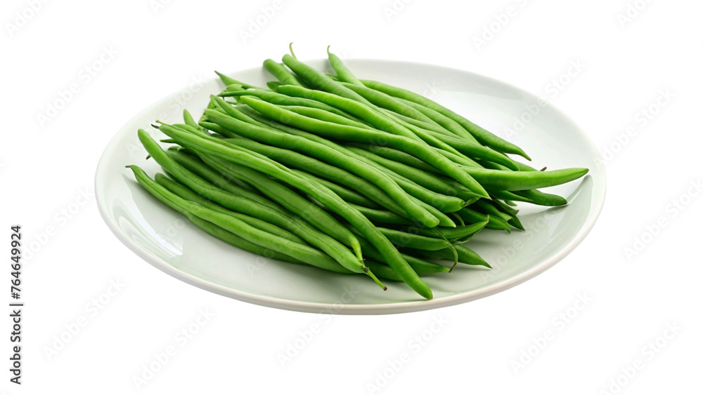 Green beans in a plate isolated on Transparent background. Green beans in a plate isolated on Transparent background.