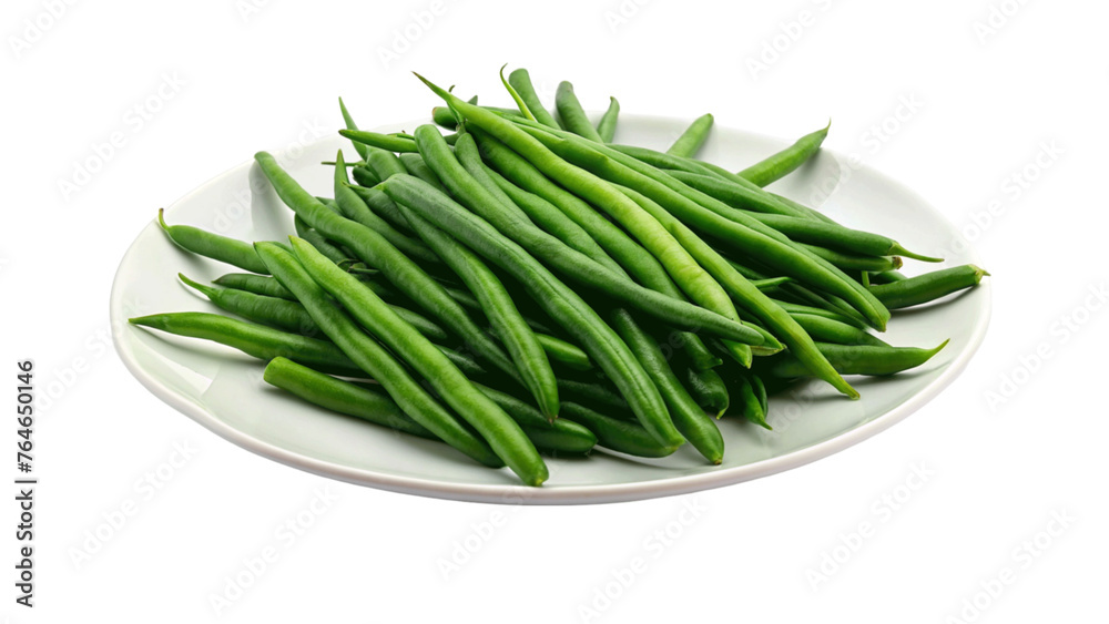 Green beans in a plate isolated on Transparent background. Green beans in a plate isolated on Transparent background.