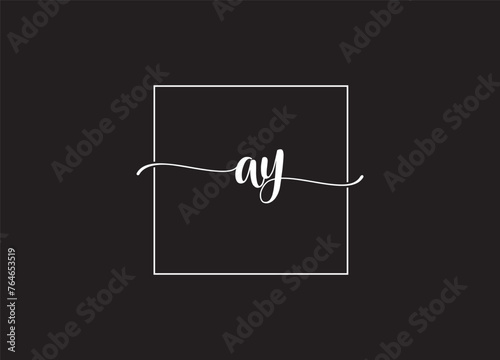 Handwriting letter ay logo design on white background. 