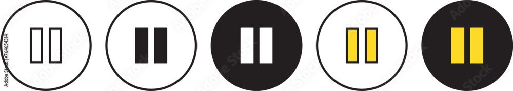 Pause Button icon, Symbol collection in lined, isolated and colored style. Vector Illustration Pause Button icon, Symbol collection in lined, isolated and colored style. Vector Illustration
