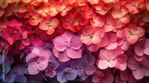 Beautiful colorful hydrangea flowers as background  top view