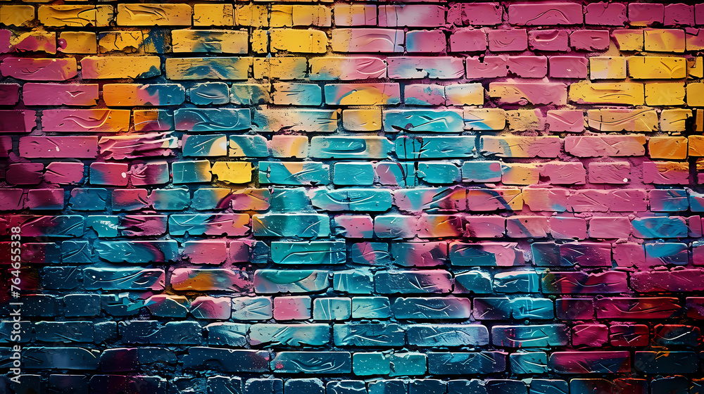 Fototapeta premium Bright street art graffiti style in city alley